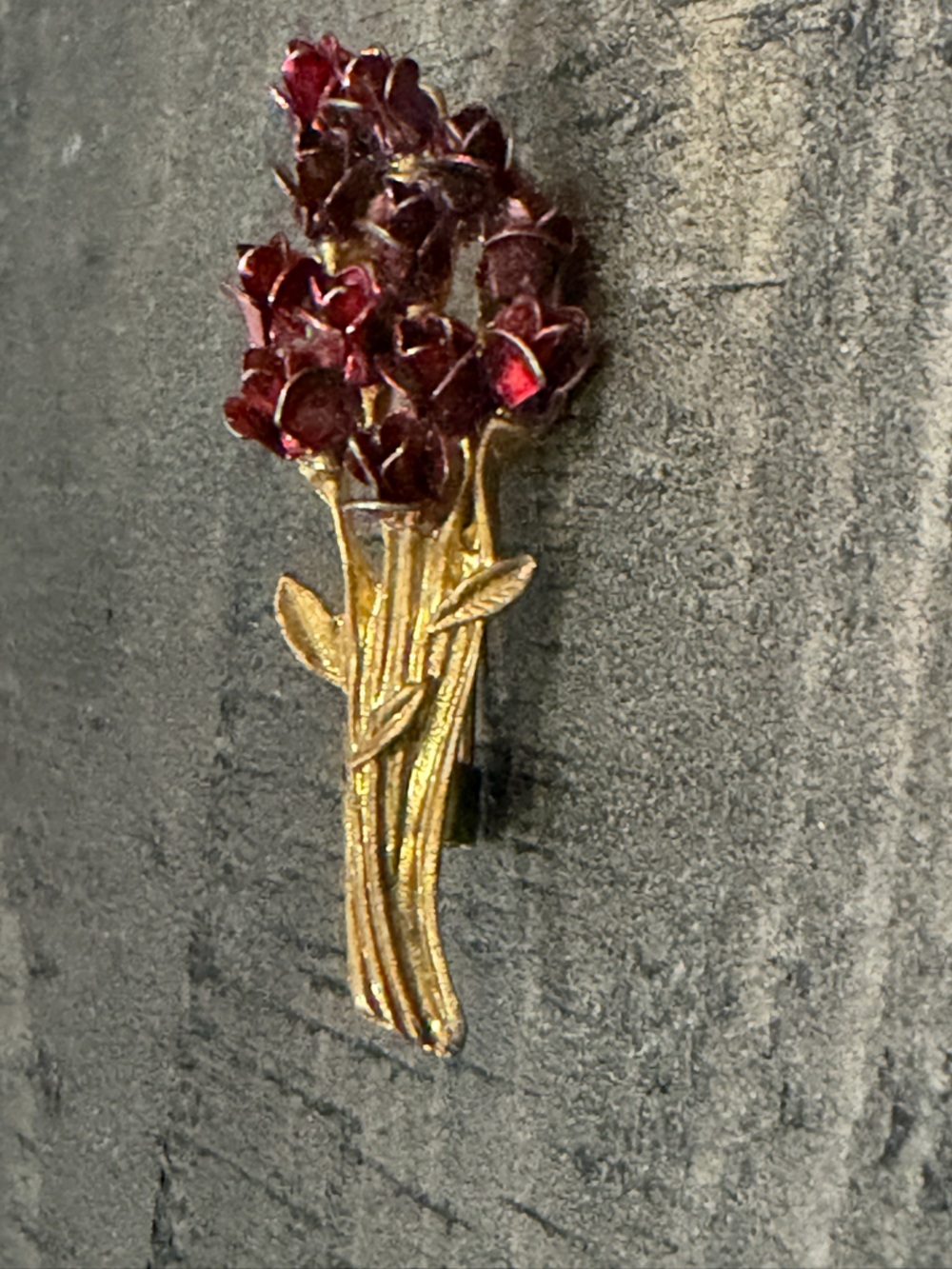 ☀️ Gold Stem Red Flower Bouquet Brooch - Women Jewelry